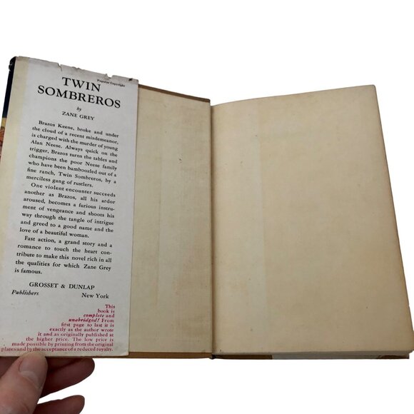 Vintage Twin Sombreros by Zane Grey Book 1940 w/Dust Jacket! - Picture 4 of 9